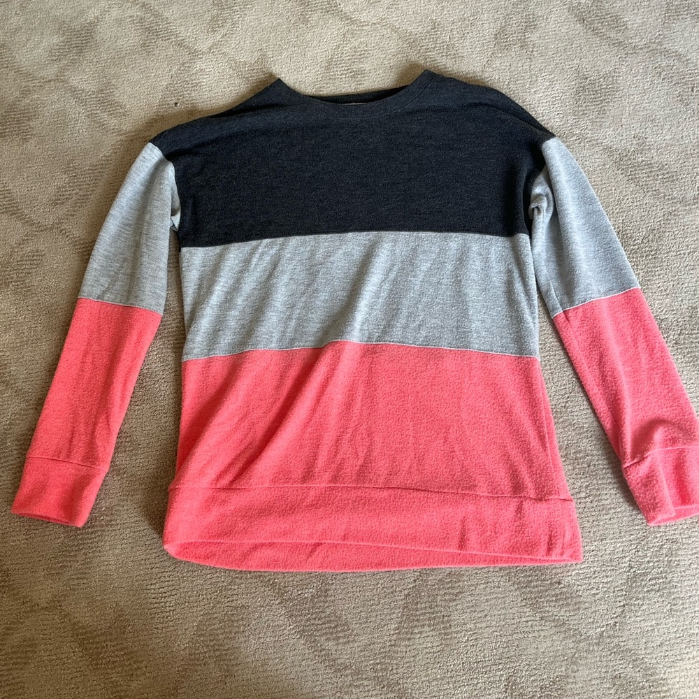 tri-color kids long sleeve soft and stretchy shirt